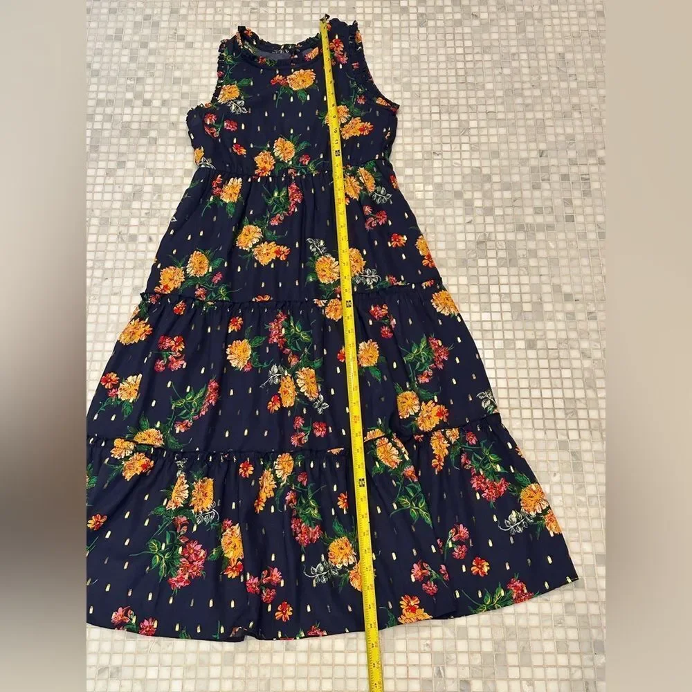 Zunie Long Blue Floral Girls Dresss 14